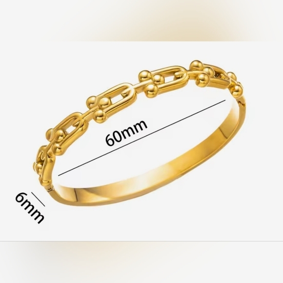 NEW ✨️ Gold-Tone Stainless STEEL U-Shaped Horseshoe Bangle Bracelet - Picture 12 of 12